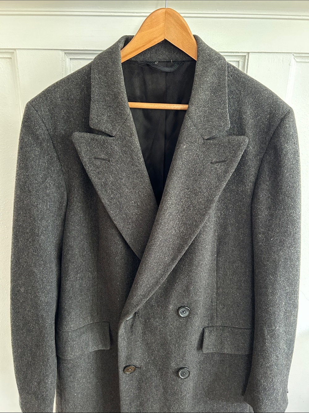 Dior Dark Gray Double-Breasted Wool Pea Coat - Picture 2 of 11